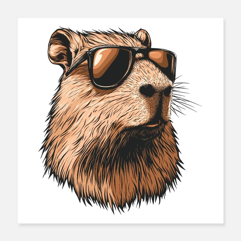 Capybara avec lunettes de soleil Poster 40 x 40 cm