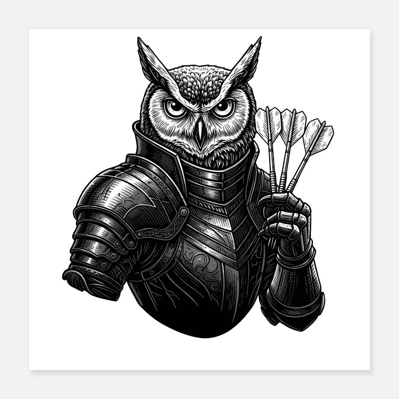 Fléchettes Hibou Poker Poker Fléchettes Feu Poster 40 x 40 cm