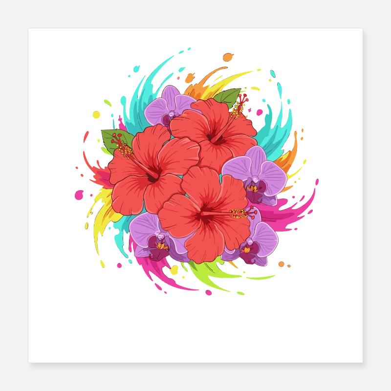 Hibiscus color explosion Poster 16" x 16" (40x40 cm)