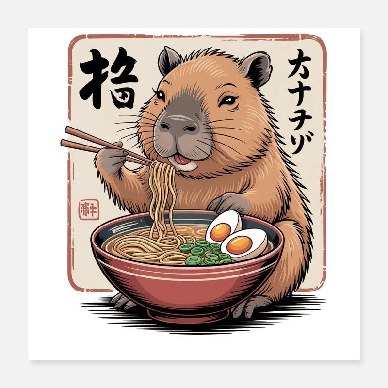 Ramen Capybara Feast Poster 16" x 16" (40x40 cm)