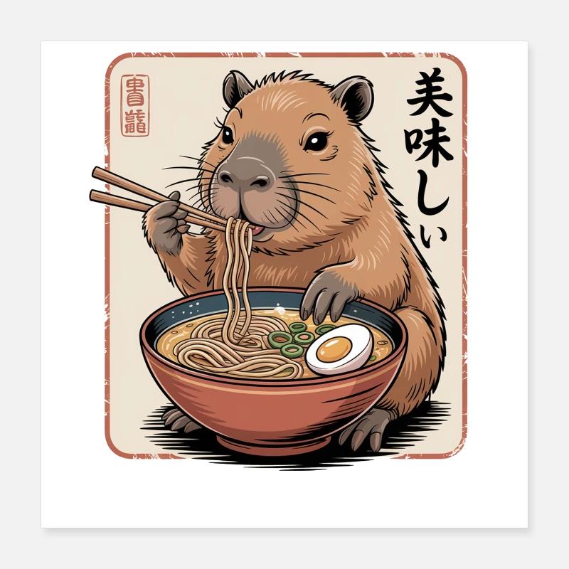 Ramen Capybara Delicacy Poster 16" x 16" (40x40 cm)