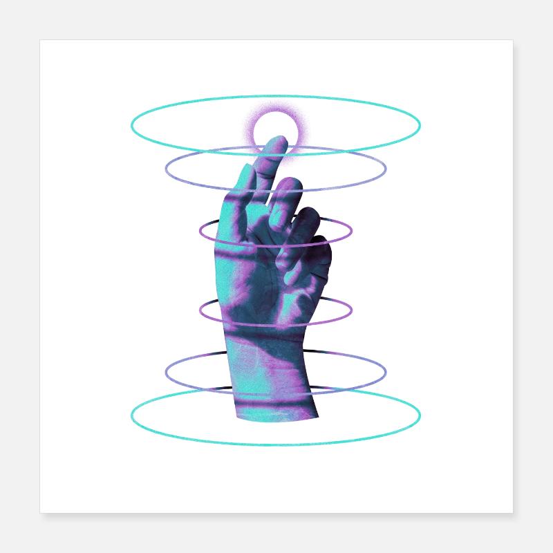 Techno Main Hypnotique Rave DJ - Musique Techno Poster 40 x 40 cm