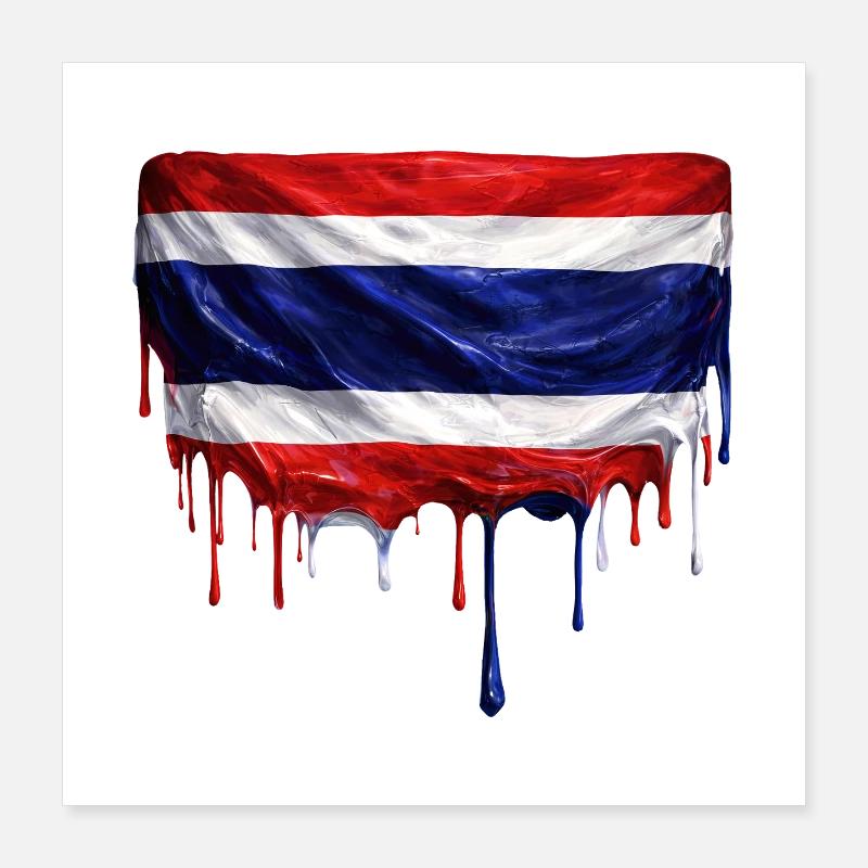 Dripping Taiwan Flag Poster 16" x 16" (40x40 cm)