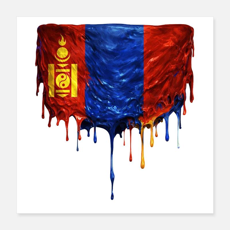 Chute du drapeau mongol Poster 40 x 40 cm