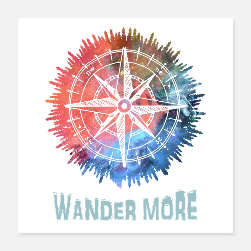 Wander More Compass Tie-Dye Poster 16" x 16" (40x40 cm)