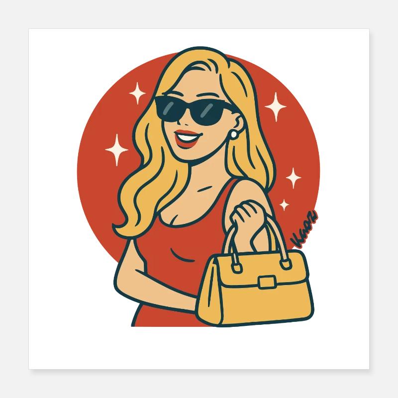 Retro Glam Sunglasses Diva Poster 16" x 16" (40x40 cm)