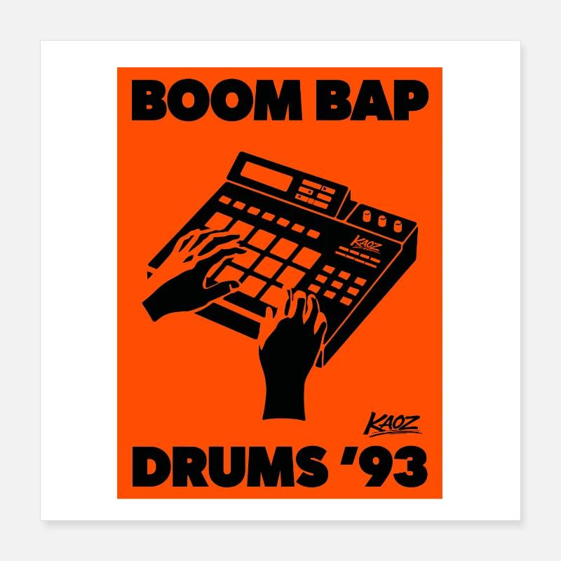 Boom Bap Drums '93 Retro Poster 16" x 16" (40x40 cm)