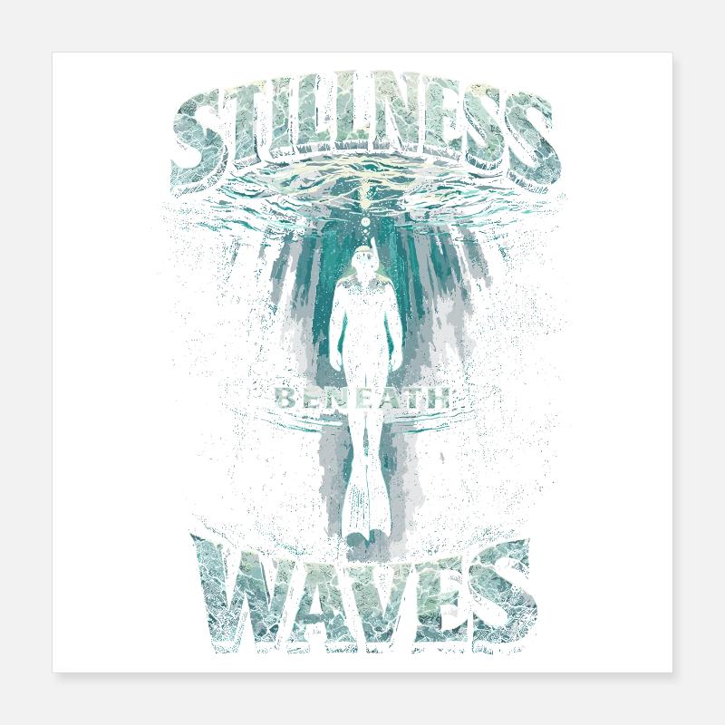 Apnée : calme sous les vagues Poster 40 x 40 cm