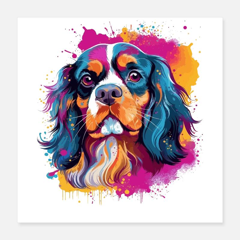 Chien épagneul, Cavalier King Charles Poster 40 x 40 cm
