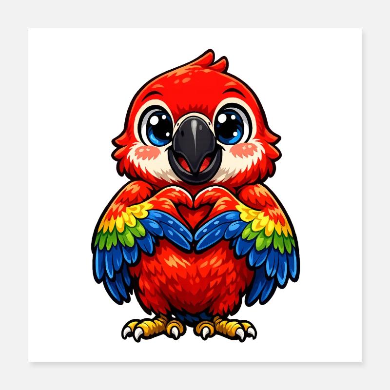 Herzregenbogen Papagei Poster 40x40 cm
