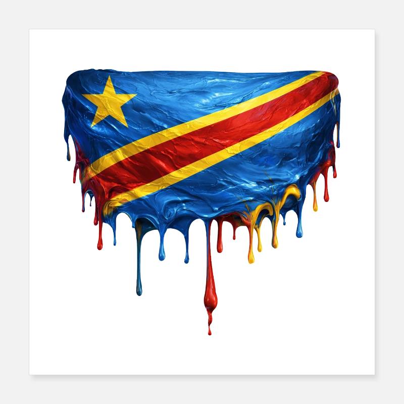 Congo flag in drop art Poster 16" x 16" (40x40 cm)