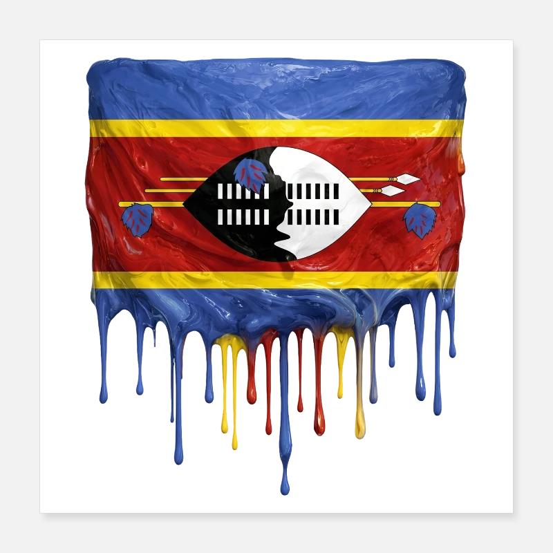 Art de la chute du drapeau de l’Eswatini Poster 40 x 40 cm