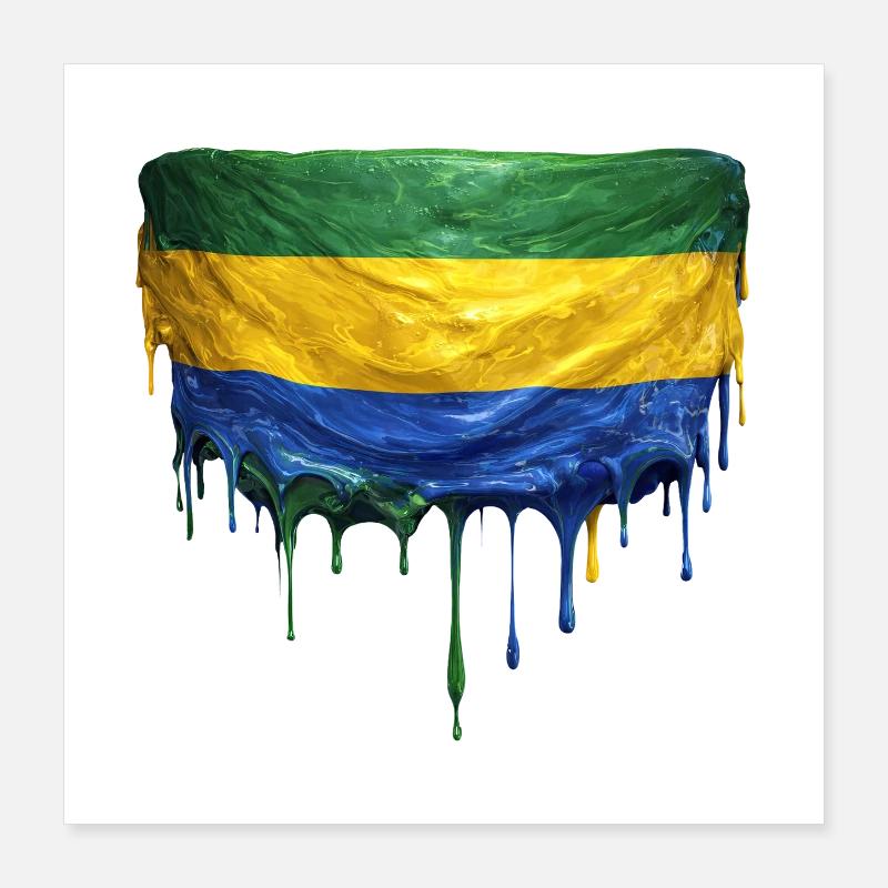 Drapeau du Gabon dans l’art des gouttes Poster 40 x 40 cm