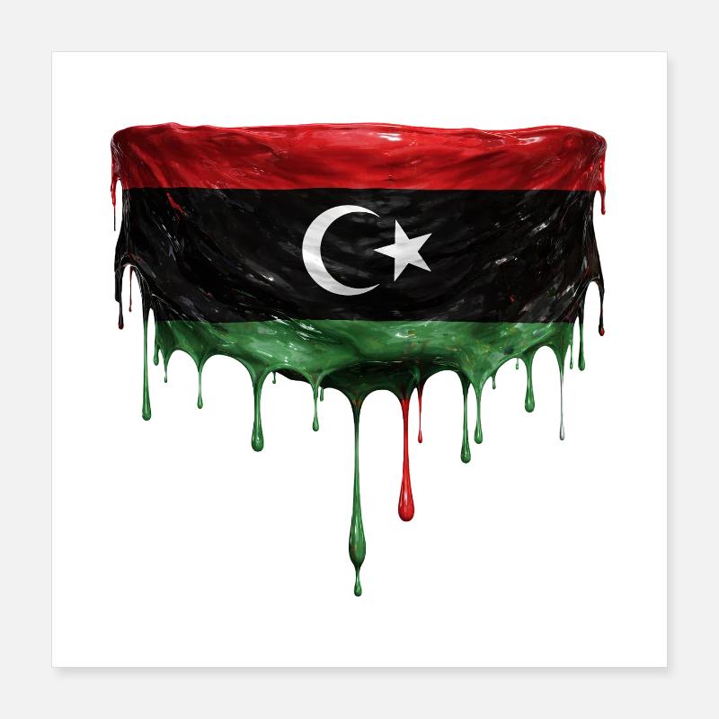 Conception de la chute du drapeau libyen Poster 40 x 40 cm