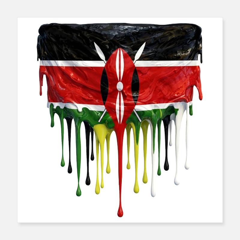 Drapeau du Kenya dans l’art des gouttes Poster 40 x 40 cm