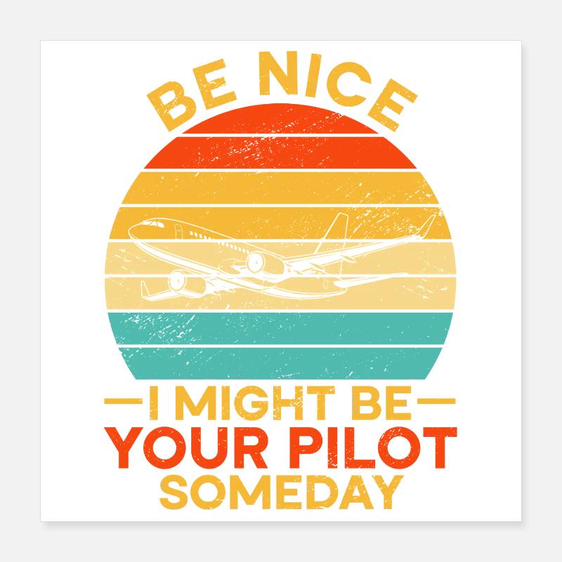 Flugzeug Flug Pilot Flugzeug Fluggesellschaft Poster 40x40 cm