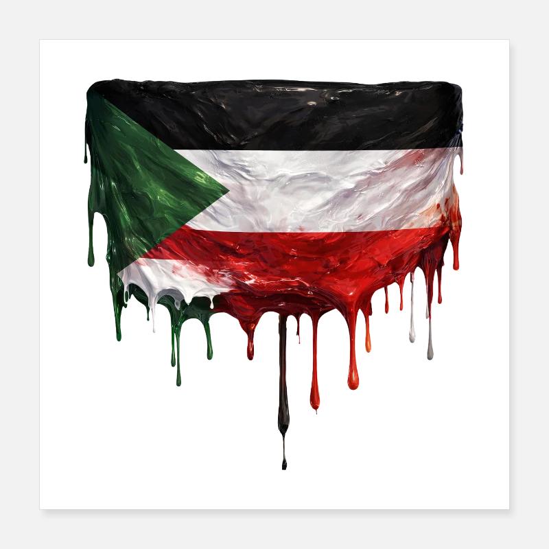 Art de la chute du drapeau soudan Poster 40 x 40 cm