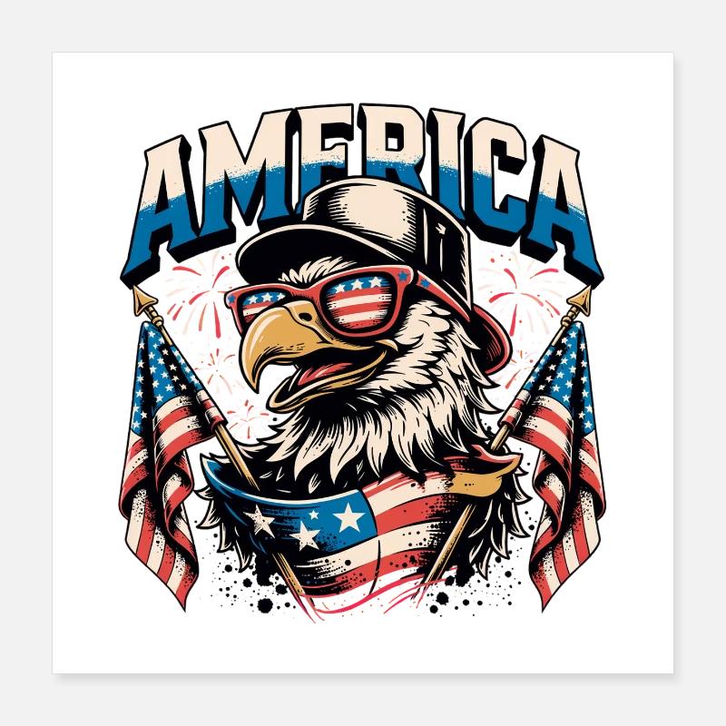 Patriotic Eagle with Flags Poster 16" x 16" (40x40 cm)
