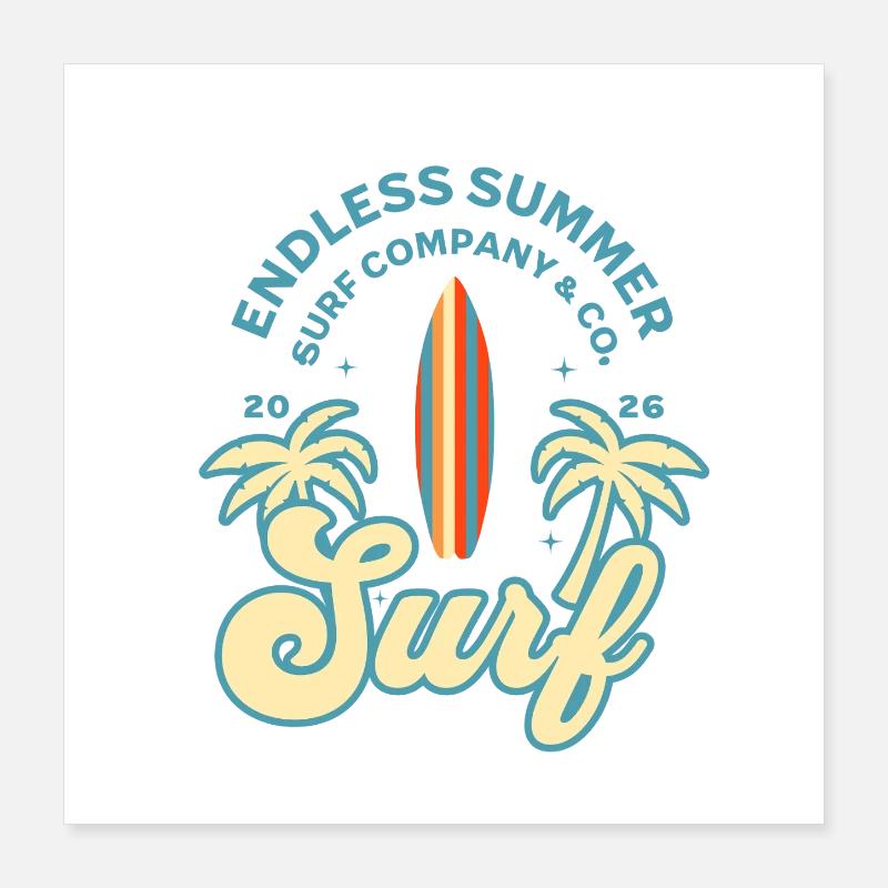 Surf Palm Tree Poster 16" x 16" (40x40 cm)
