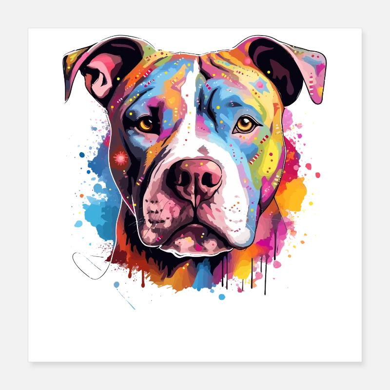 Bunte Hunde-Spritzkunst-Pitbull Poster 40x40 cm