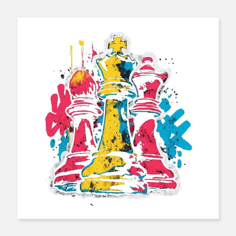 Chess Graffiti Figures Design for Men Gift Poster 16" x 16" (40x40 cm)