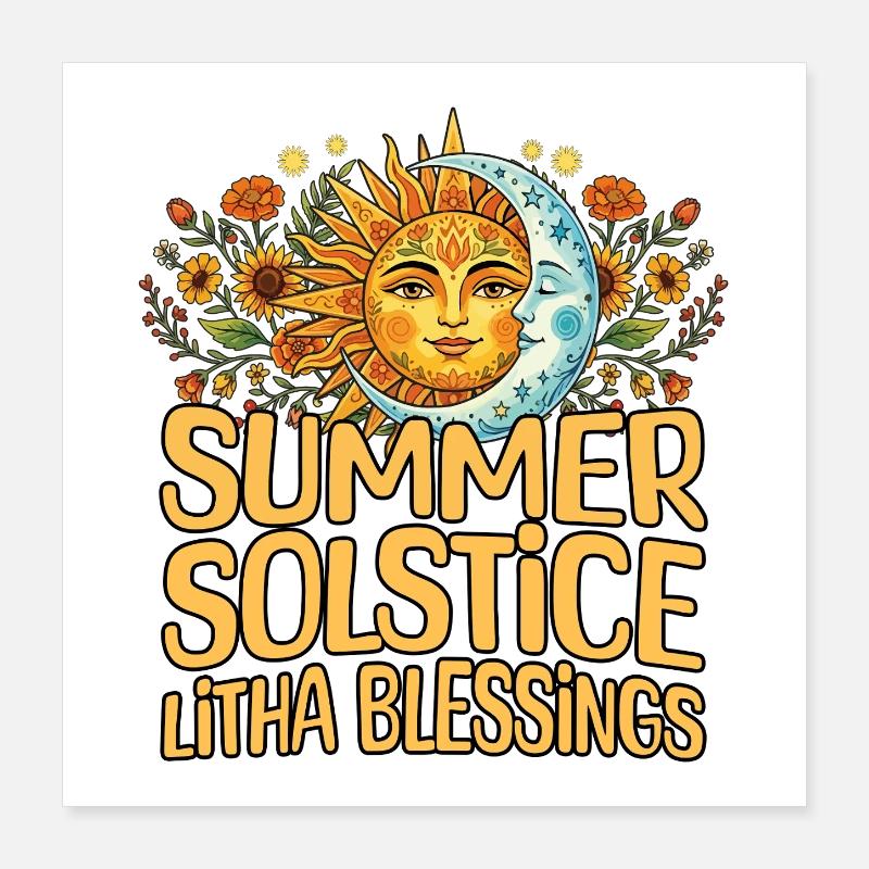 Litha Pagan: Sommersonnenwende, Mittsommer, Mittsommer, Mittsommer. Poster 40x40 cm
