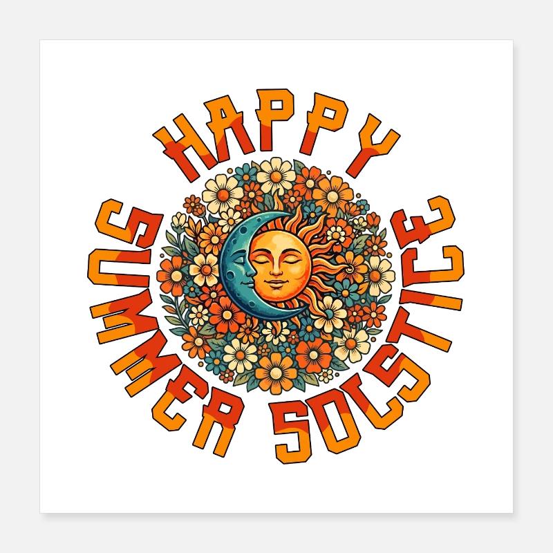 Litha Pagan: Sommersonnenwende, Mittsommer, Mittsommer, Mittsommer. Poster 40x40 cm