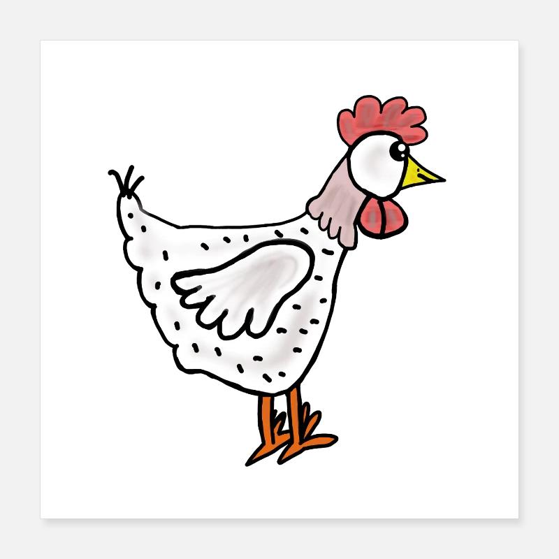 Dessin animé poule Poster 40 x 40 cm