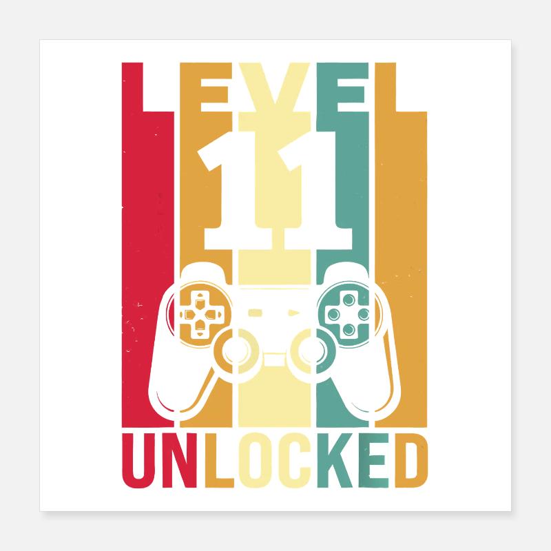 Level Up, freigeschalteter Retro-Controller Poster 40x40 cm
