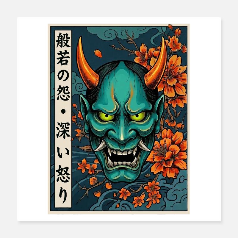 Hannya-Yōkai Dämon Oni Poster 40x40 cm