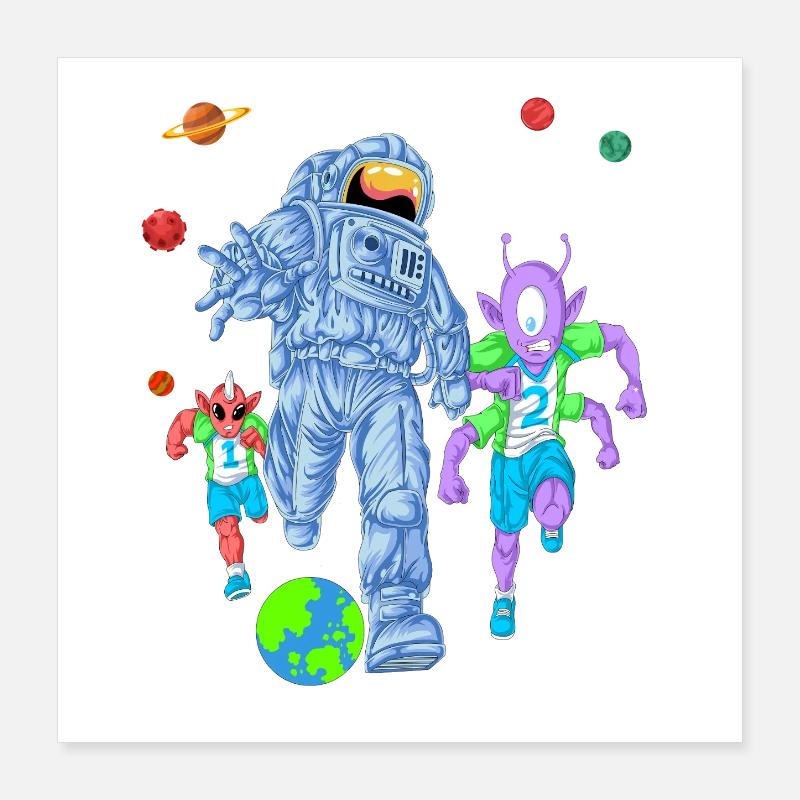 Astronaut Alien Soccer Shirt Poster 16" x 16" (40x40 cm)