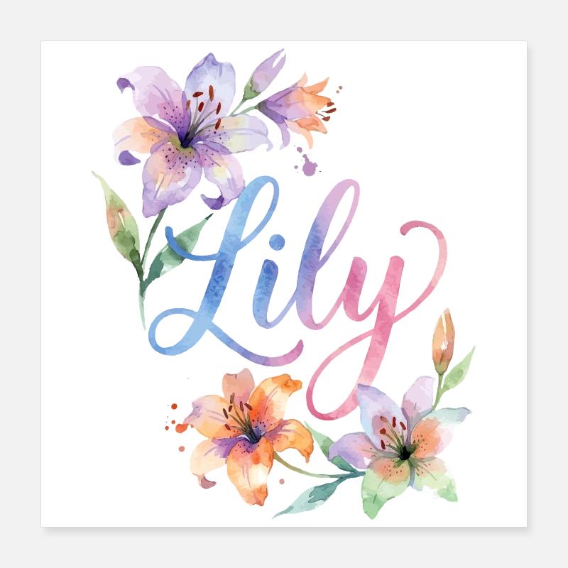 Lily Aquarellblüten Poster 40x40 cm