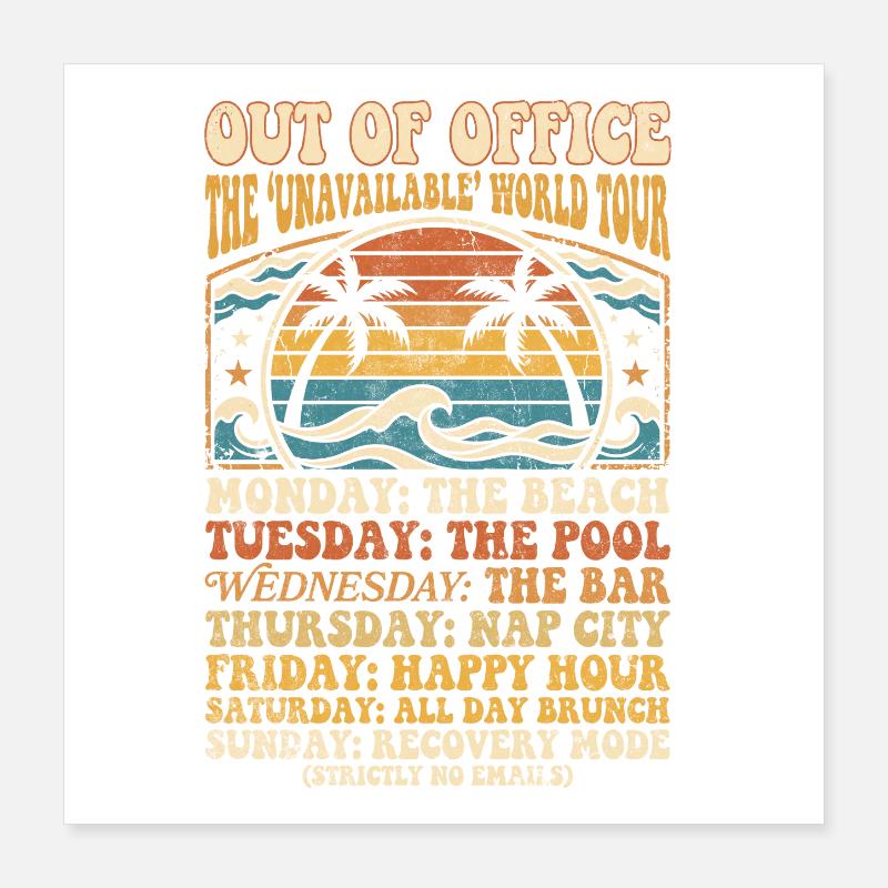 Holiday break beach time weekly schedule Poster 16" x 16" (40x40 cm)