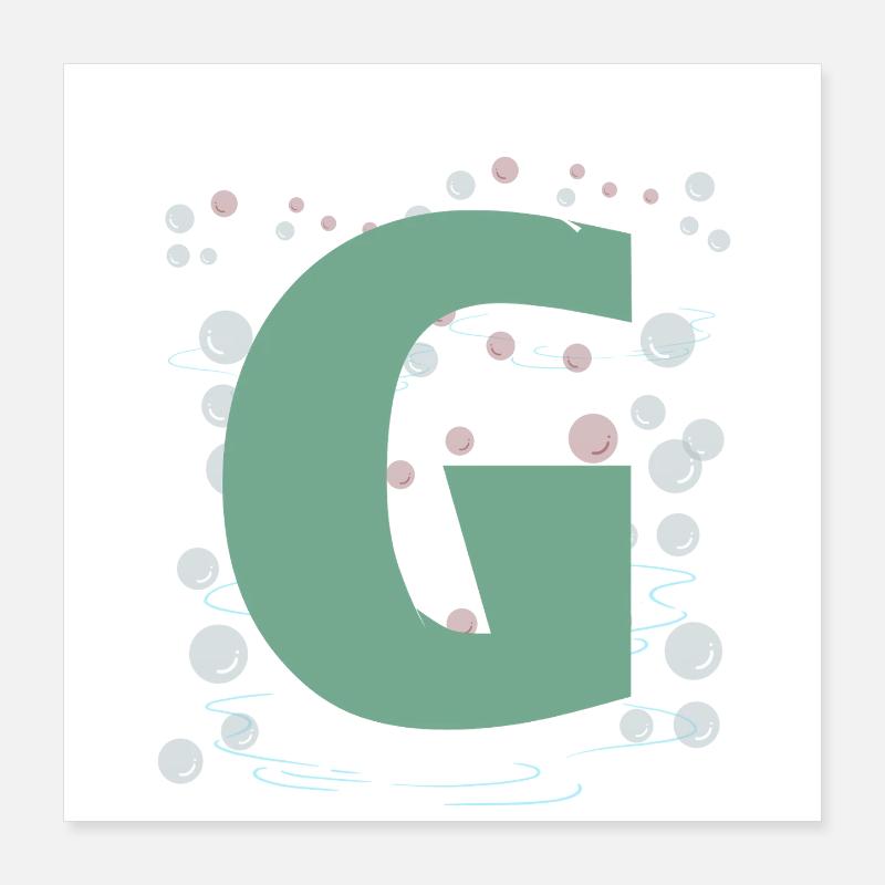 Lettre G en vert Poster 40 x 40 cm