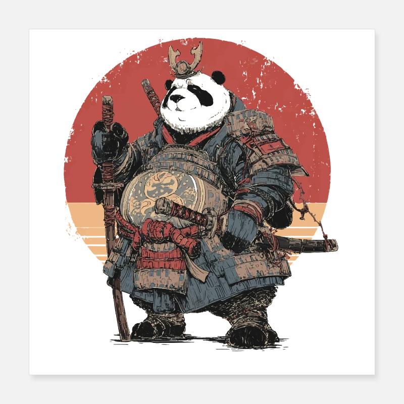 Panda-Samurai in robuster Rüstung Poster 40x40 cm