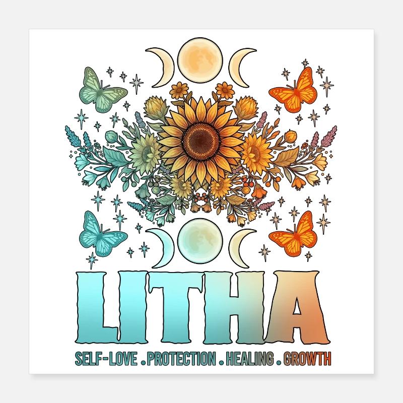 Litha Pagan Summer Solstice Midsummer Midsommar Poster 16" x 16" (40x40 cm)