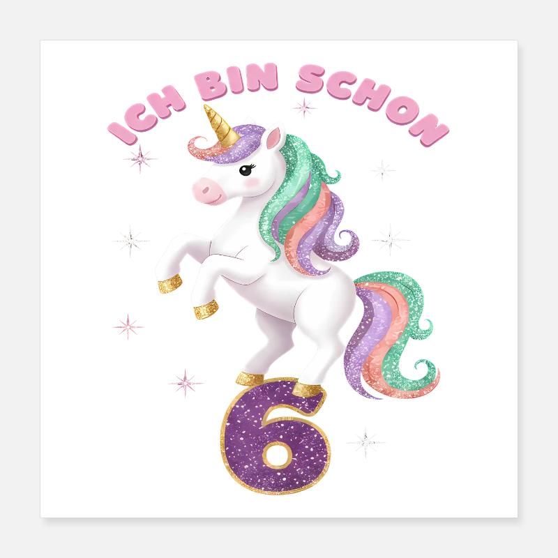 1. Geburtstag Einhorn Mädchen Ich bin schon 1 Poster 40x40 cm