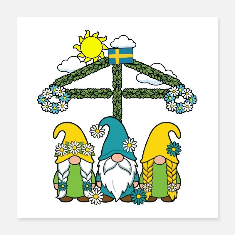 Litha Pagan Solstice d’été Midsommar Poster 40 x 40 cm