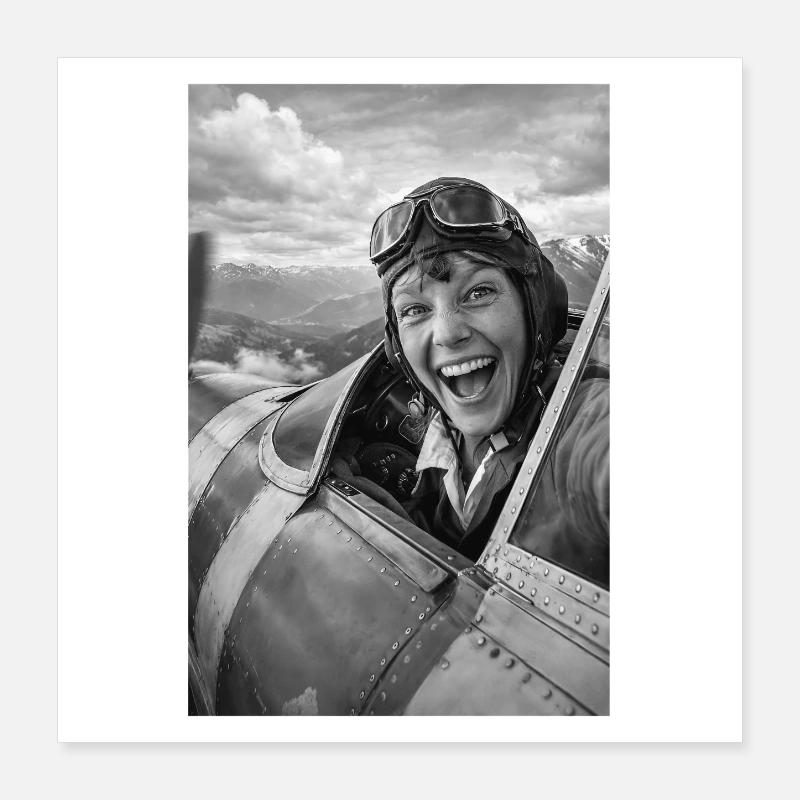 Amelia Earhart Selfie Poster 16" x 16" (40x40 cm)