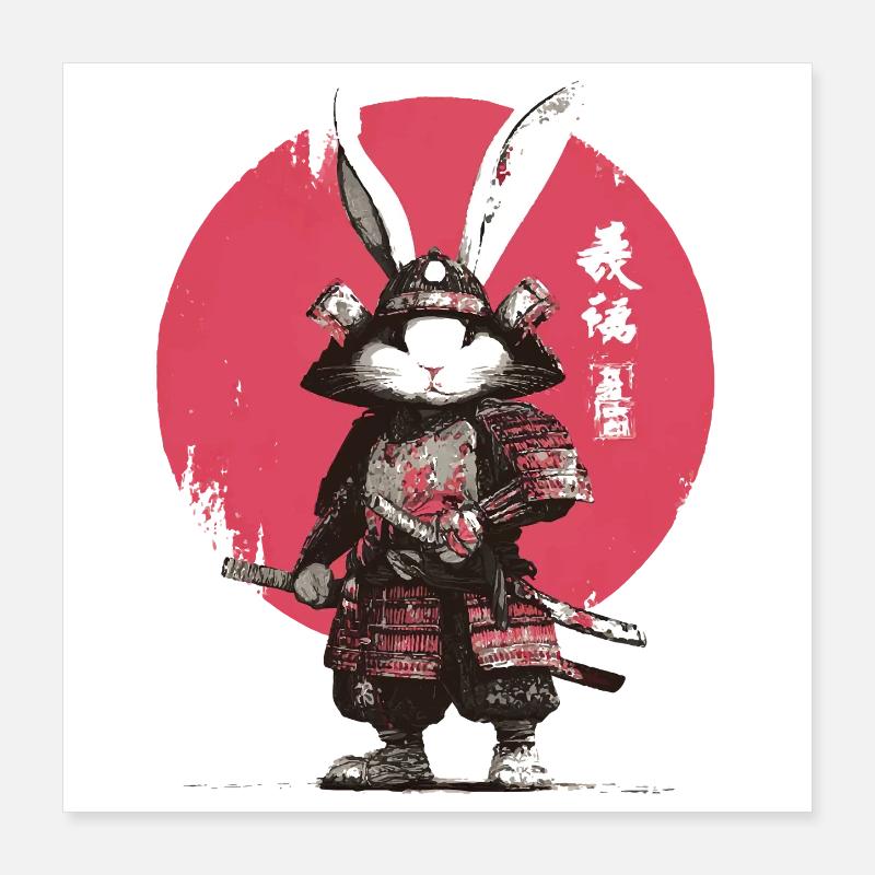 Bunny Samurai in Armor Poster 16" x 16" (40x40 cm)