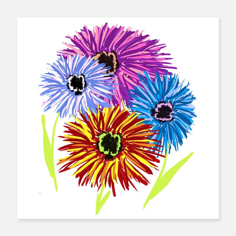 Fleurs Jardin d’été Fleurs Fleurs Flore Poster 40 x 40 cm