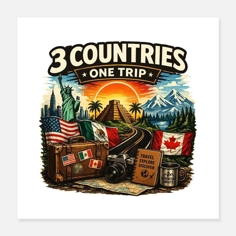 3 Countries 1 Trip 2026 Poster 40x40 cm