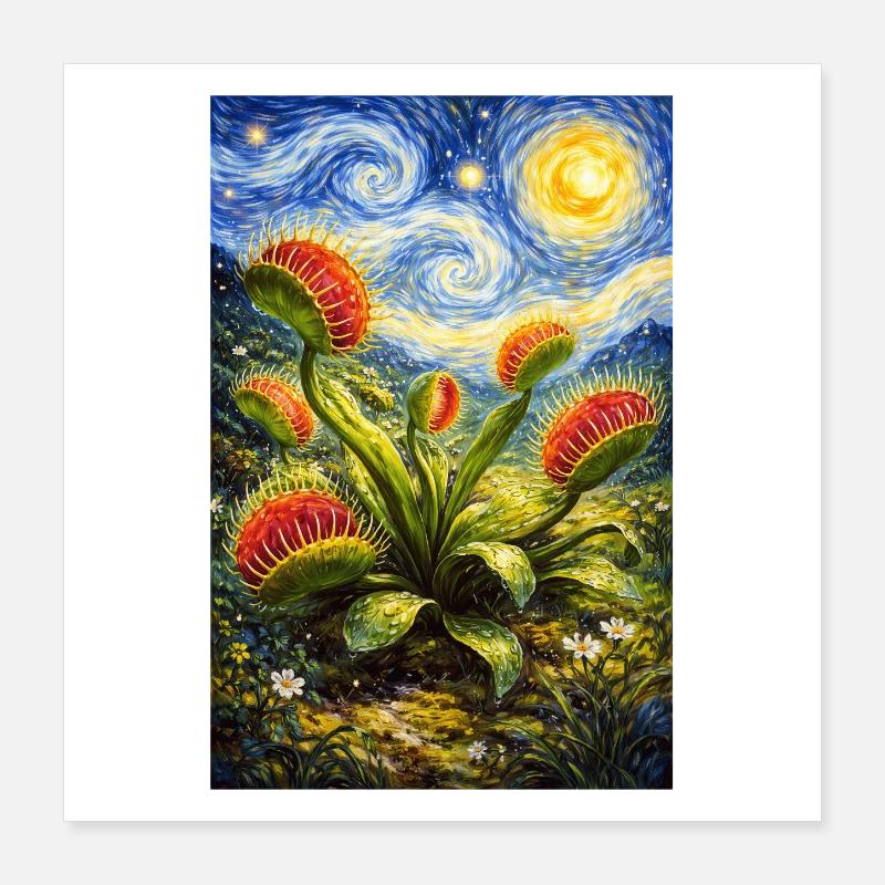 Nuit étoilée de Vénus piége-mouches Poster 40 x 40 cm