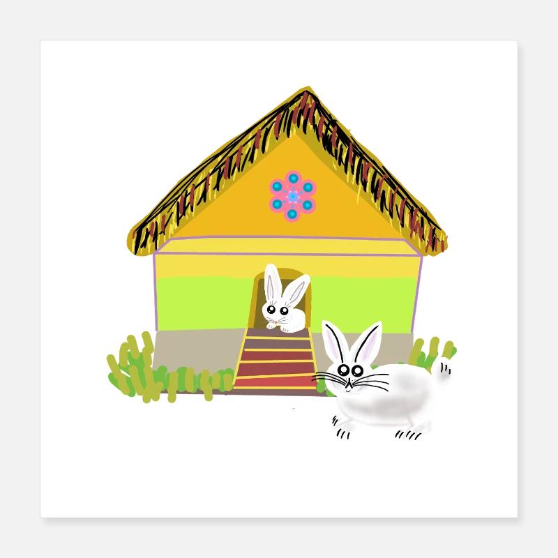 Claper Lapin Lapin Lapin Enfant Lapin Poster 40 x 40 cm