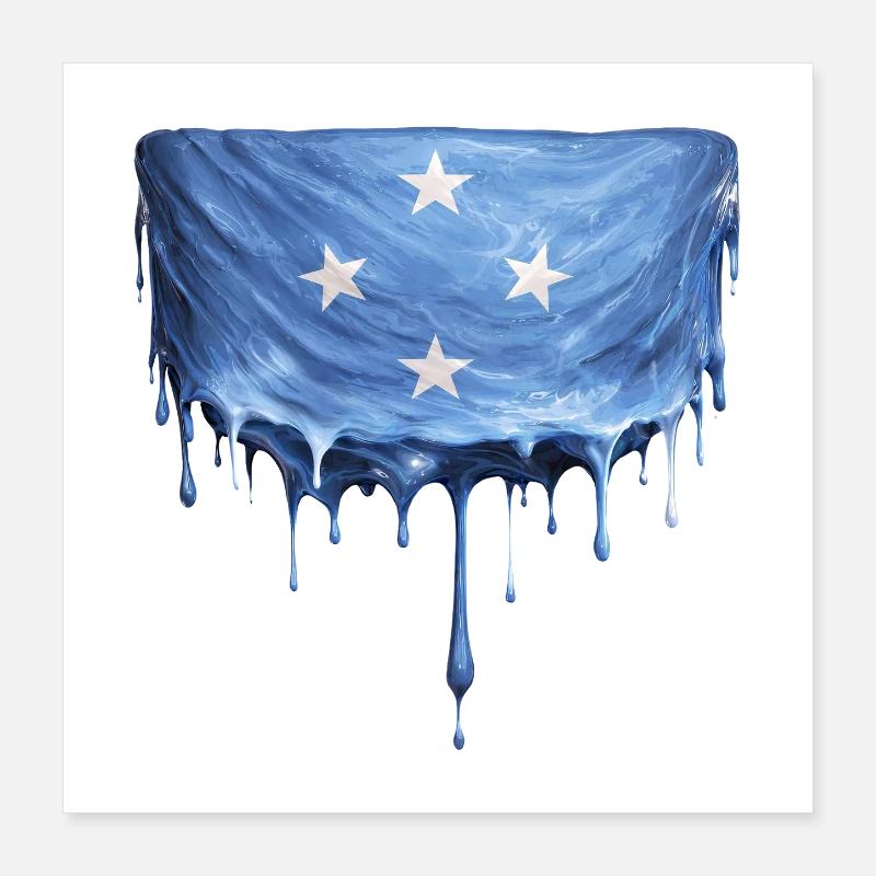 Drapeau dégoulinant de Micronésie Poster 40 x 40 cm