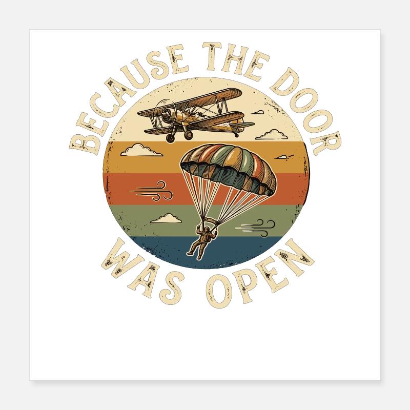 Avion pilote vintage de parachutisme Poster 40 x 40 cm