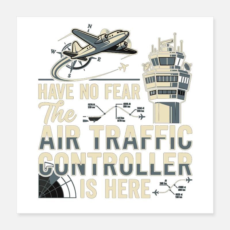 Fluglotse Air Traffic Controller Pilot Poster 16" x 16" (40x40 cm)