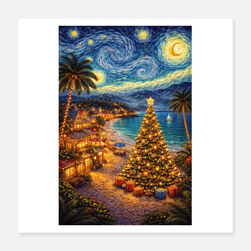 Christmas in Summer Starry Night Poster 16" x 16" (40x40 cm)