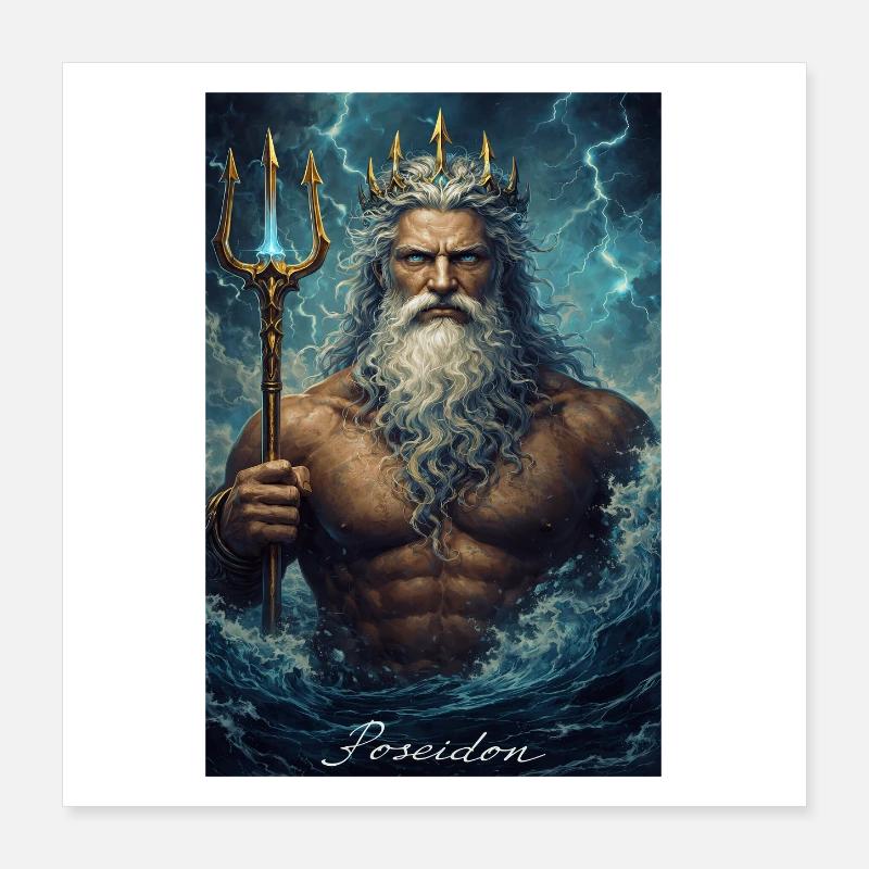Poseidon Porträt Poster 40x40 cm