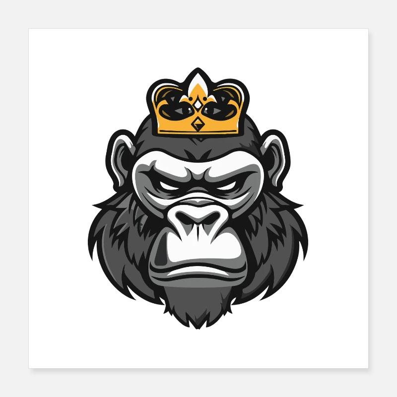 Gorilla Kopf Krone Poster 40x40 cm